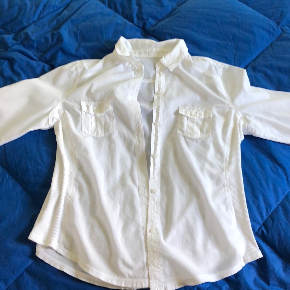 Long sleeve sheer white button down
